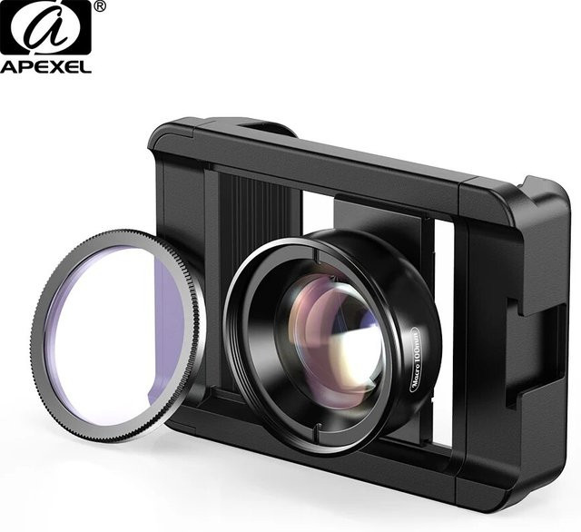 Apexel 4K HD Makro-Mikrolinse mit integriertem CPL-Filter und Multifunktionsklemme für iPhone, Samsung und alle Smartphones, Schwarz - Bild 1