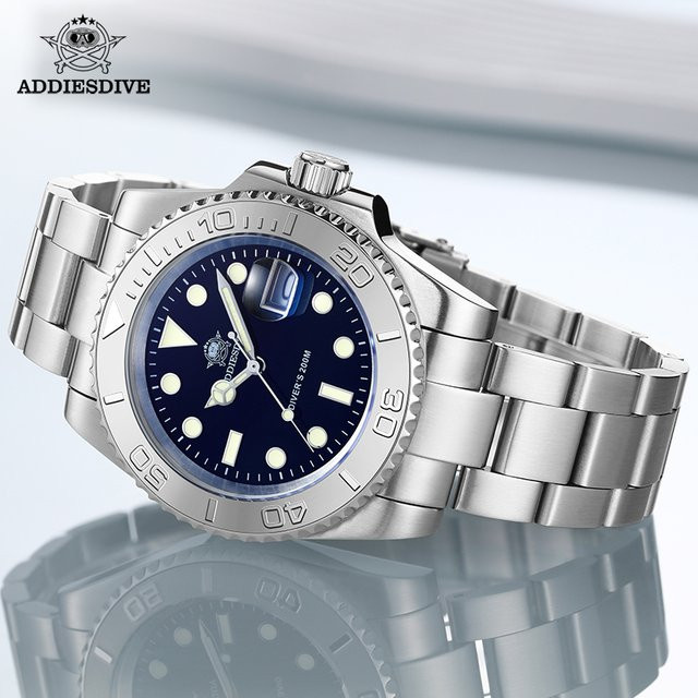 ADDIESDIVE Armbanduhr, Quarz, Edelstahl, Keramik, Blau, Herren - Bild 1