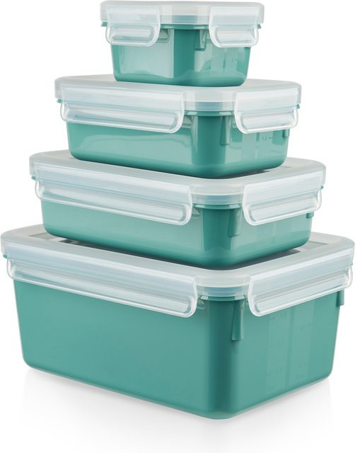 EMSA Frischhaltedosen-Set Clip & Close Color Edition, 4er-Set, Petrol und Blau - Bild 1
