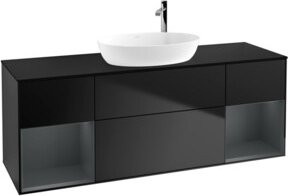 V&B Waschtischunterschrank Finion mit Wandbeleuchtung, Breite: 160 cm, Farbe: Blau lackiert - Bild 1