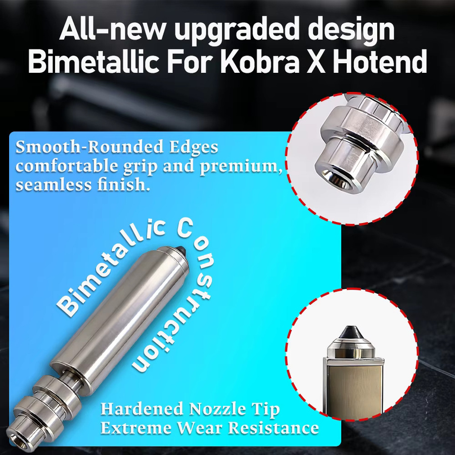 Anycubic Kobra X und Kobra 4 Hotend Bimetall-Düsenheizbaugruppe in Silber für FDM 3D-Drucker - Bild 3