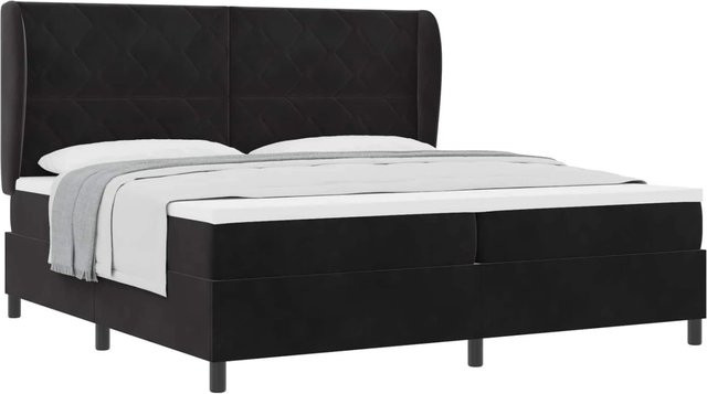 vidaXL Boxspringbett mit Matratze und Taschenfederkern in Schwarz, B/T: 200 x 200 cm - Bild 1