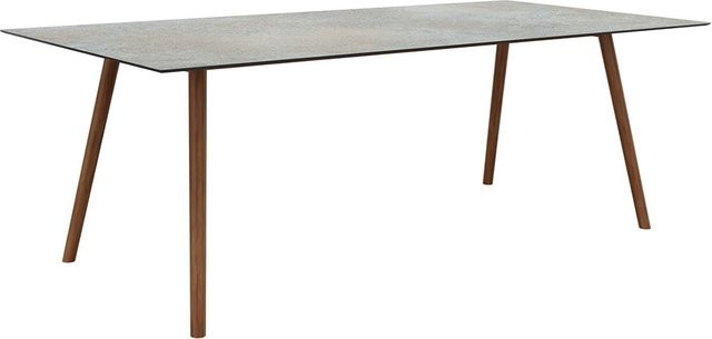 Stern Interno Esstisch mit Teak-Gestell und Silverstar 2.0 Quartz Tischplatte, B/T: 220 x 100 cm - Bild 1