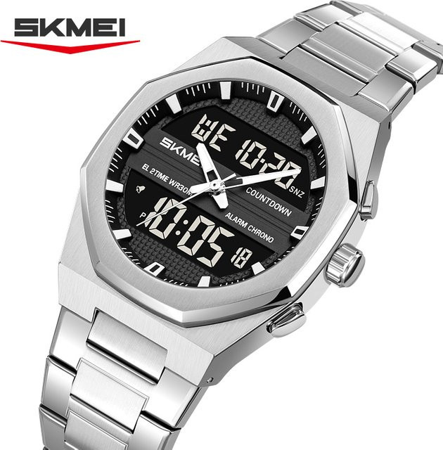 SKMEI Armbanduhr, Chronograph, Quarz, Digitaluhr, Edelstahl, Schwarz, Herren - Bild 1