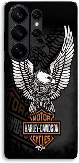 Samsung Galaxy S26 Ultra Handyhülle Harley Davidson Mini-Poster Logo Adler Maniacase in Schwarz - Bild 1