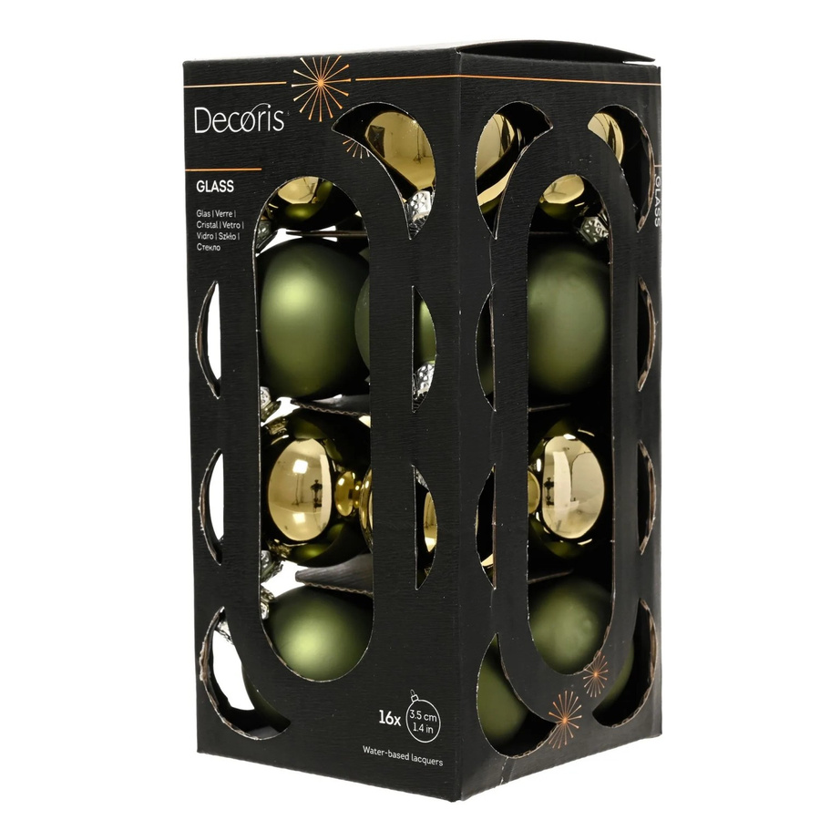Decoris Weihnachtskugeln aus Glas in Grün, 16-teiliges Set, Durchmesser: 3,5 cm - Bild 2