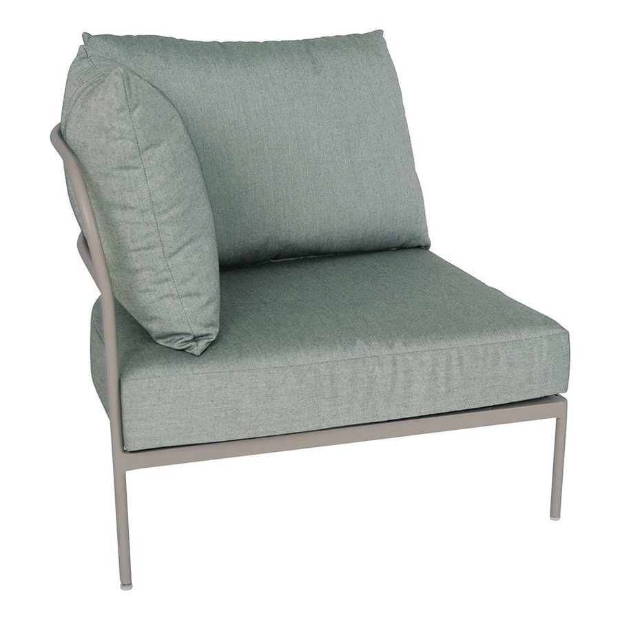 Stern Coco Loungeset 5-teilig in Greige mit Salbei-Kissen, L-Form mit Ottoman und Aluminiumgestell - Bild 2