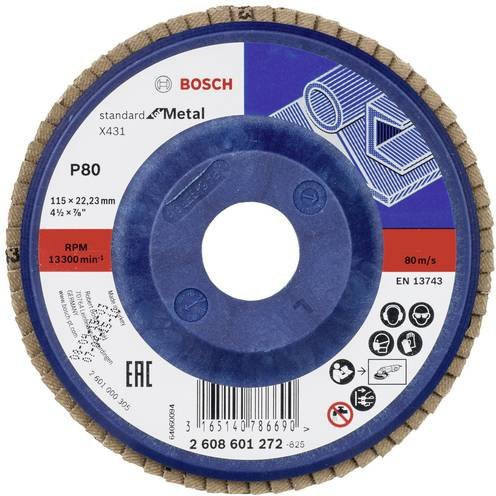 Bosch Fächerschleifscheibe X431 Standard für Metall, Blau, Durchmesser: 115 mm - Bild 1
