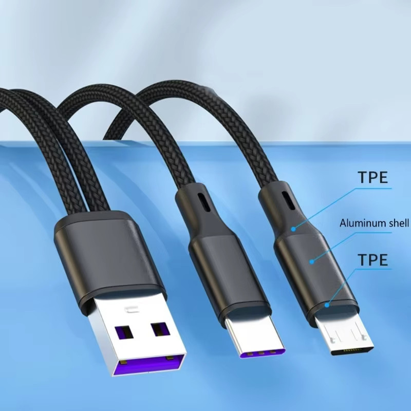 LISCN 5A Schnellladekabel mit USB-C und Micro-USB Anschlüssen in Schwarz - Bild 2