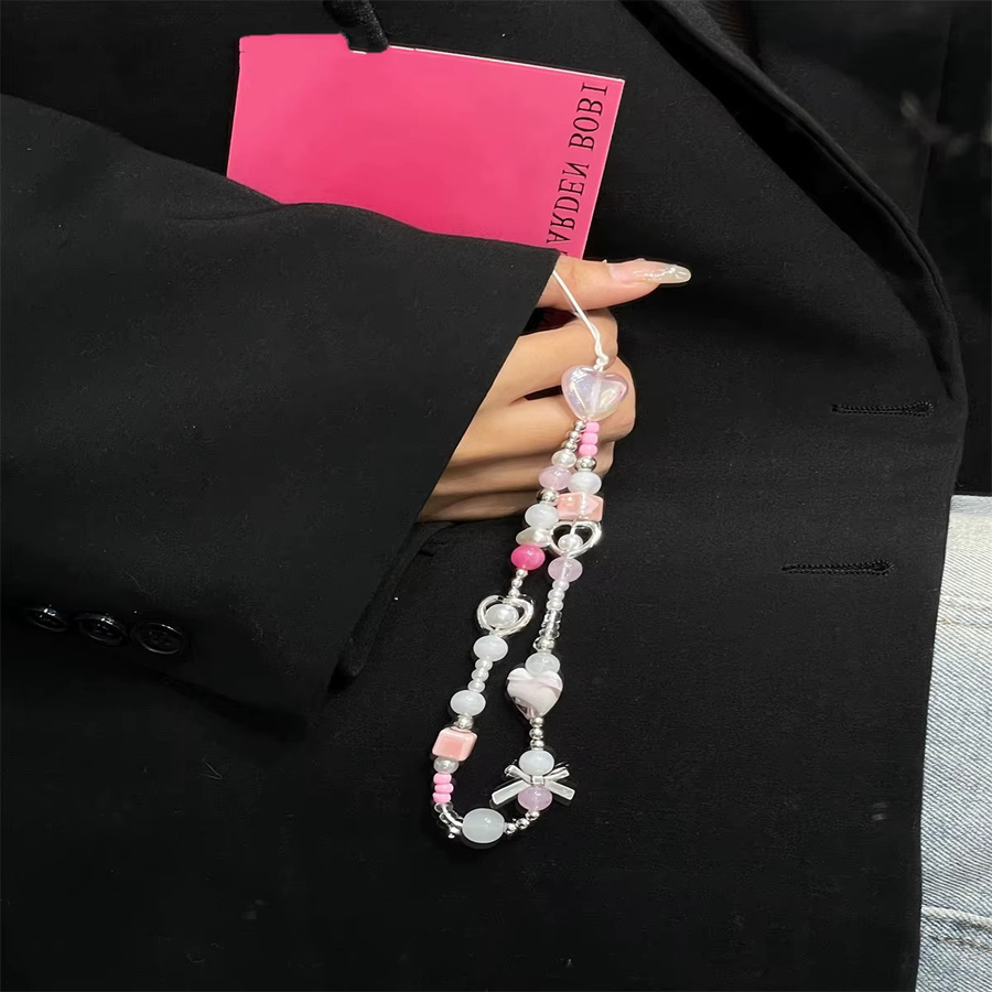 Rosa Liebe DIY Perlen Telefonkette und Kamera-Gurt in Pink als Zubehör für dein Smartphone oder deine Kamera - Bild 4