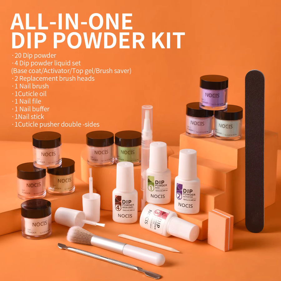 NOCIS Dip-Maniküre-Set, 33-teiliges Nagelkunst-Set mit schimmerndem Puder - Bild 2