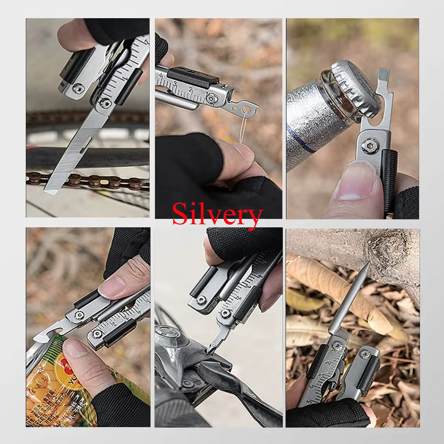 Multitool Zangen Kombination aus Edelstahl mit Klappmesser und Flaschenöffner in Silber - Bild 1
