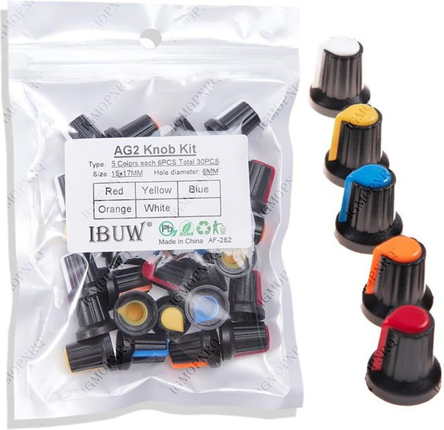 30 Stück Potentiometer Knopfkappen mit Kupferkern für 6mm Wellenloch, Multicolor, 15 x 17 mm - Bild 1