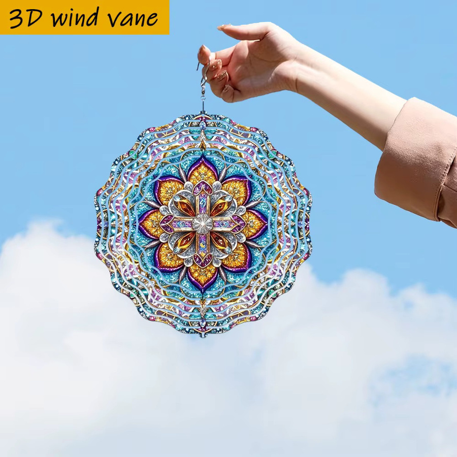 CIFBUY 3D Mandala Wanddekoration mit 360 Grad Drehhaken, geometrisches Design, Multicolour, Durchmesser: 25,4 cm - Bild 2