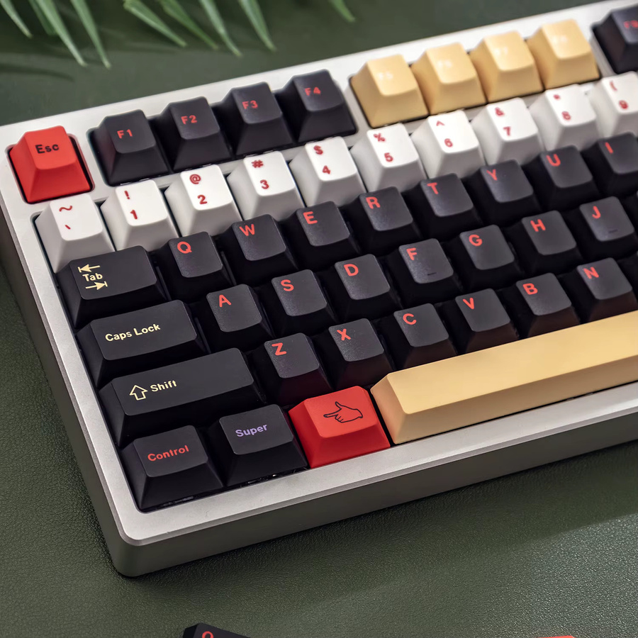 Venit Keys PBT-Tastenkappen-Set mit Kirschprofil und Farbsublimation für mechanische MX-Tastaturen, 129 Tasten, Schwarz-Rot - Bild 3