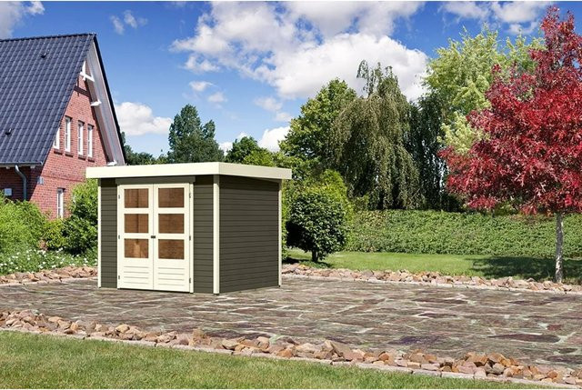 Karibu Holz-Gartenhaus Raala Pultdach in Terragrau lackiert B/T/H: 238 x 213 x 211 cm - Bild 1