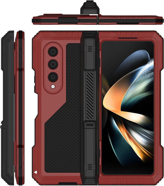 Cyberland Stoßfeste Aluminium-Schutzhülle für Samsung Galaxy Z Fold 4 und Z Fold 5 in Rot - Bild 1