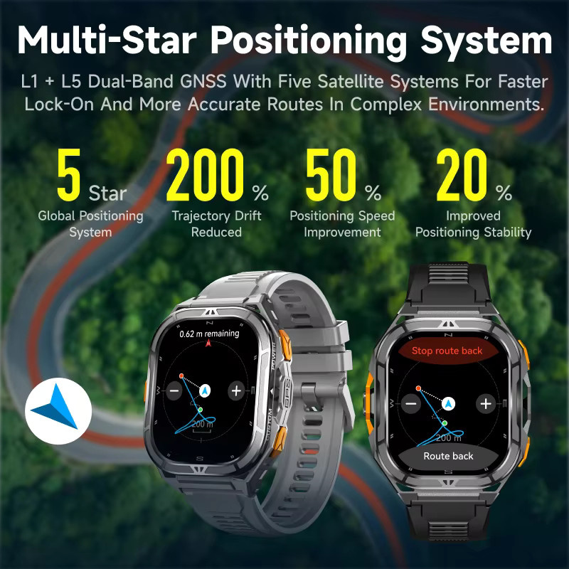 LEADOYS Smartwatch, GPS, Grau, Silikon, Herren - Bild 3