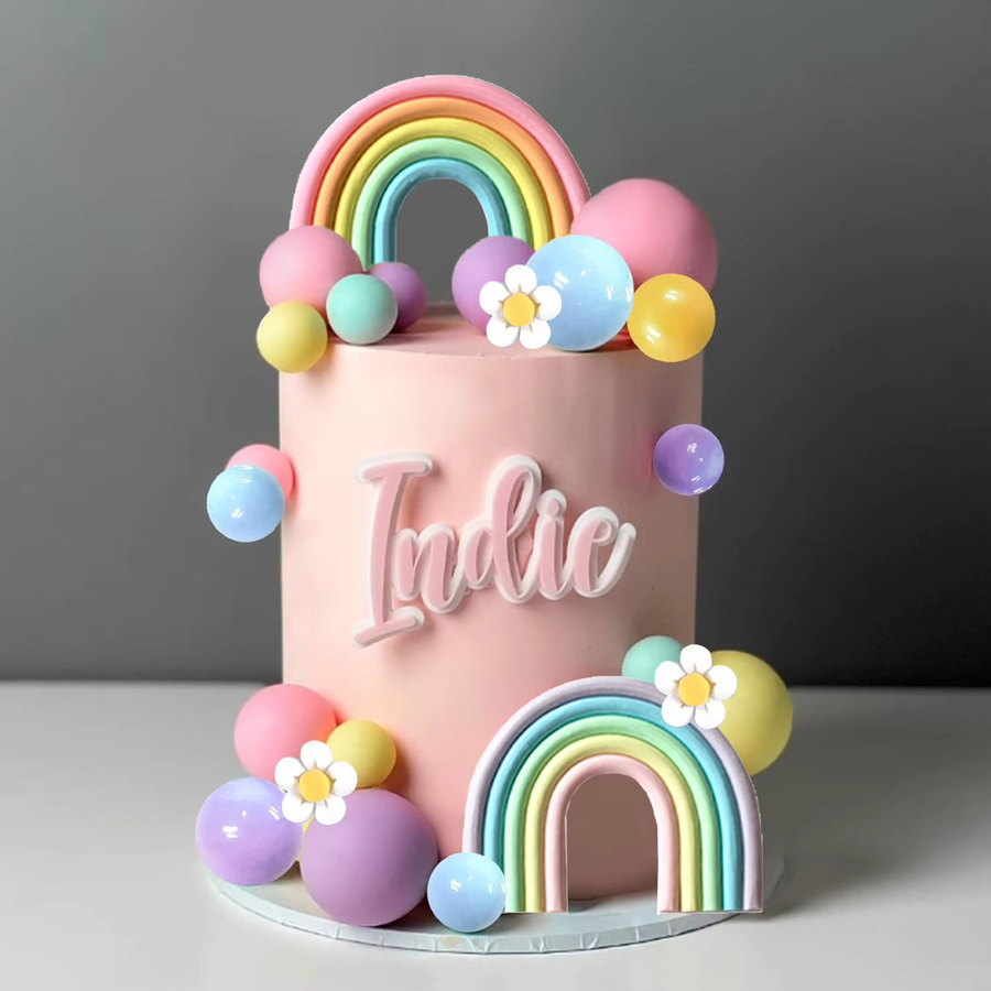 34-teiliges Boho Kuchendekorations-Set mit Blumenbus für deine Geburtstagsfeier, mehrfarbig - Bild 2