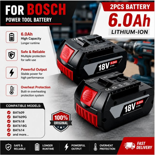 Bosch Professional Li-Ionen-Akku GBA 18V 6,0Ah mit LED in Schwarz - Bild 1