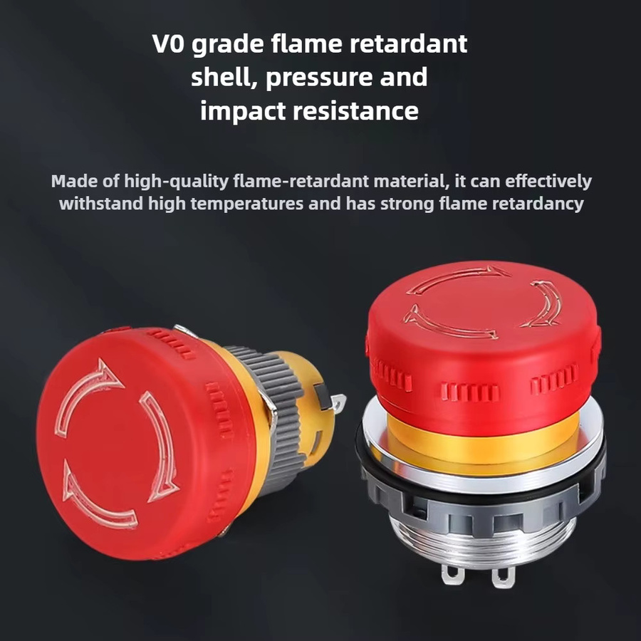 Sweideer Not-Aus-Taster aus Kunststoff in Rot, Pilzkopf mit Reset-Funktion, IP65 wasserdicht, 1NO 1NC, 16/22mm - Bild 3