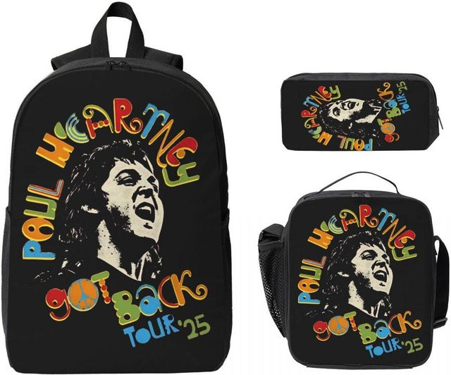 Fancy Style Studio Paul McCartney Got Back Tour 2025 Rucksack-Set für Jungen und Mädchen mit Federmäppchen und Brotdose in Schwarz - Bild 1