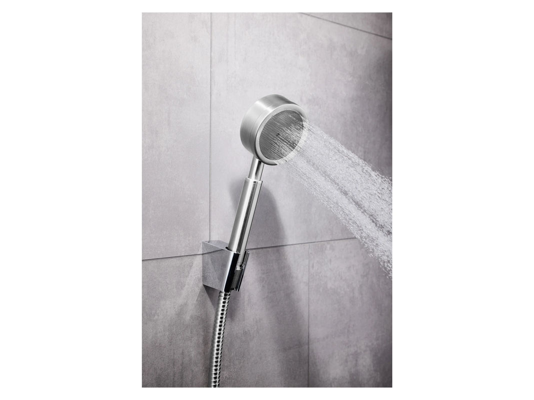LIVARNO HOME Handbrause EDS Hochdruck in gebürstetem Edelstahl, Silber, Rund, Wassersparend mit Regenfunktion - Bild 2