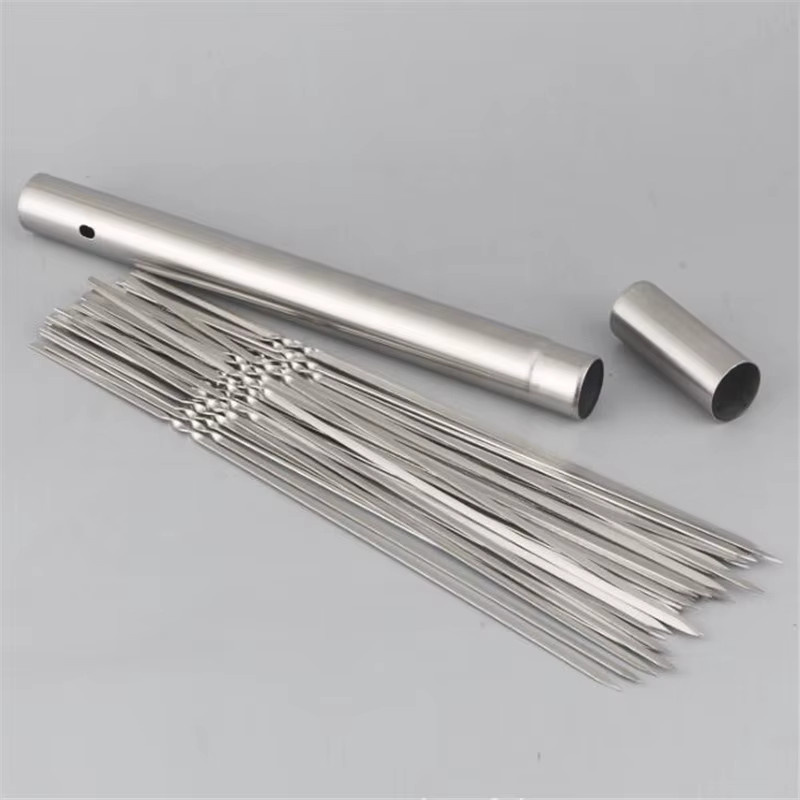 Halojaju Edelstahl Grillspieße Set, Silber, Runde BBQ Kebab Spieße für Camping und Picknick - Bild 4