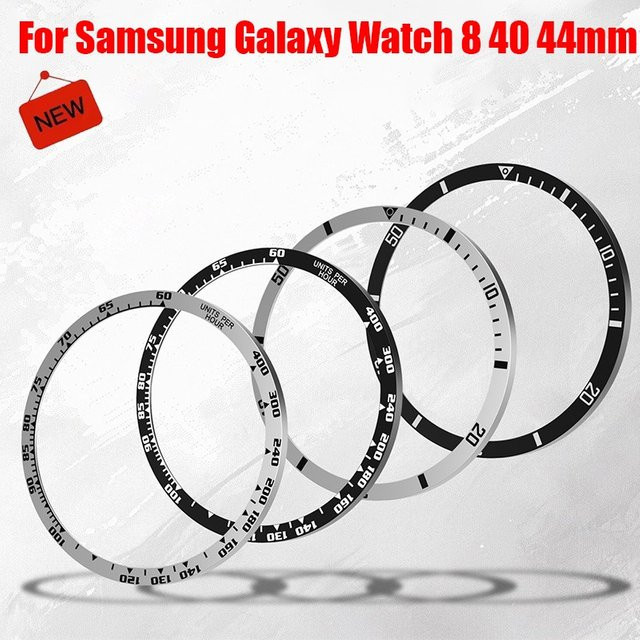 CAOWTAN Lünettenring für Samsung Galaxy Watch 8, Edelstahl, Silber, Unisex - Bild 1