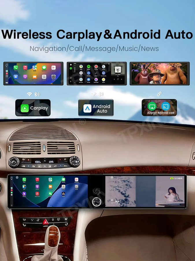 TPXINXIN Multimedia Autoradio mit 24,6 Zoll Display für Mercedes Benz E-Klasse CLS W211 (2005-2008) mit Android Auto, CarPlay und GPS in Schwarz - Bild 6