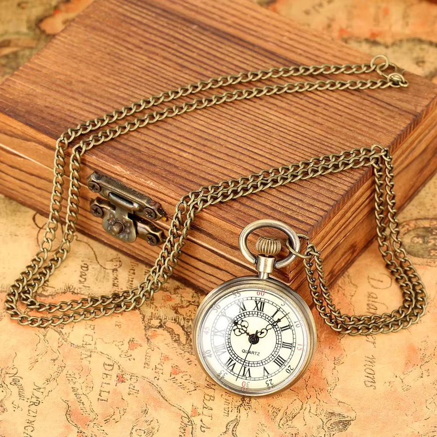 Taschenuhr Quarz, Messing, Gold, Herren - Bild 4