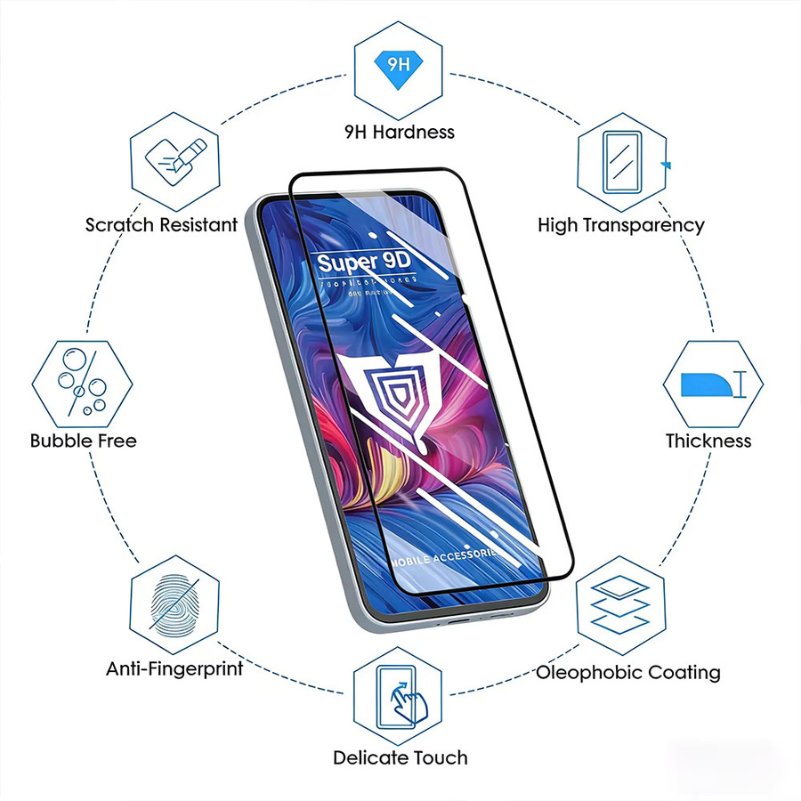NNBILI Displayschutz aus gehärtetem 2,5D Glas mit 9H Härtegrad, transparent, für Samsung Galaxy A-Serie und Samsung Galaxy S-Serie - Bild 4