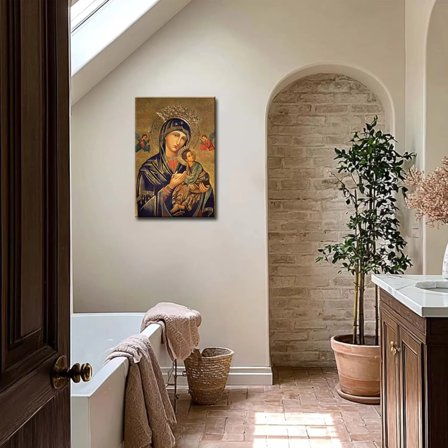 Russisch-Orthodoxe Ikone Heilige Jungfrau der Unerschleimlichen Hilfe Wandkunst als Poster mit Maria und Jesus in Mehrfarbig - Bild 3