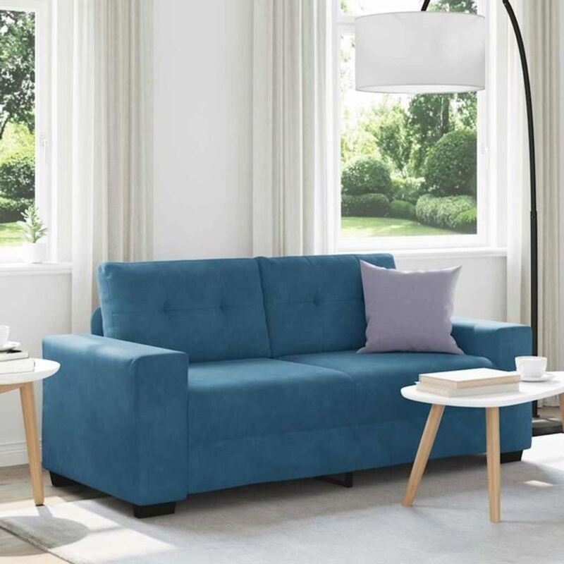 Modernes 2-Sitzer-Sofa aus Samt in Blau von Vidaxl, Breite: 140 cm - Bild 1