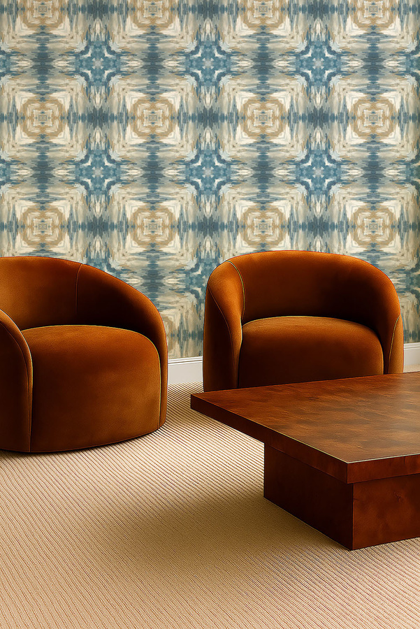 Clarke & Clarke Wallpaper Kalia Abstract Modern Non-Woven Blau Midnight/Antique - Bild 1