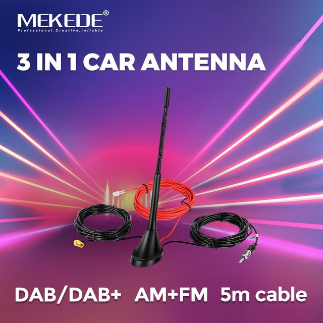 MEKEDE 3-in-1 Autodach-Antenne für DAB FM und AM in Schwarz, 29 cm lang mit 5 m Kabel - Bild 1