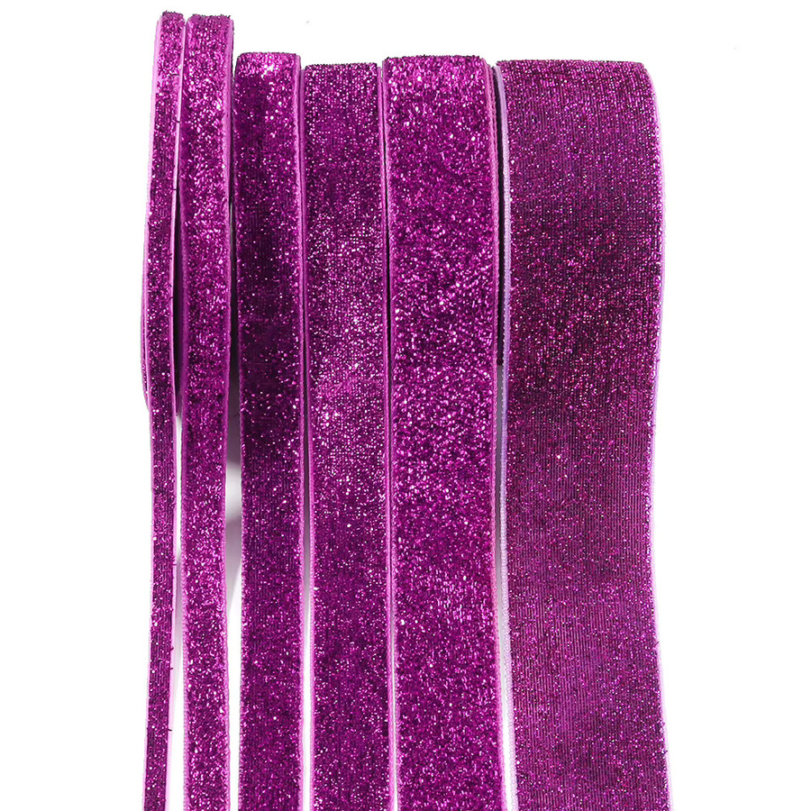 Glitzer Samtband in Lila und Rot für DIY Dekorationen zu Weihnachten, Hochzeit und Partys - Bild 5