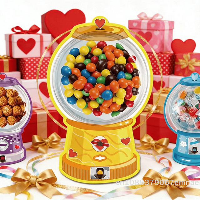ZYAS DIY Valentinstag Süßigkeiten-Karten im Kaugummiautomat-Design für Kinder, Mehrfarbig, 36 Stück - Bild 1