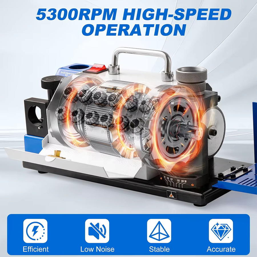 Podofo Hochpräzisions-Spiralbohrer-Schleifmaschine 220V mit automatischem Messerschleifer und Bohrerschärfer für 90-145 Grad - Bild 2