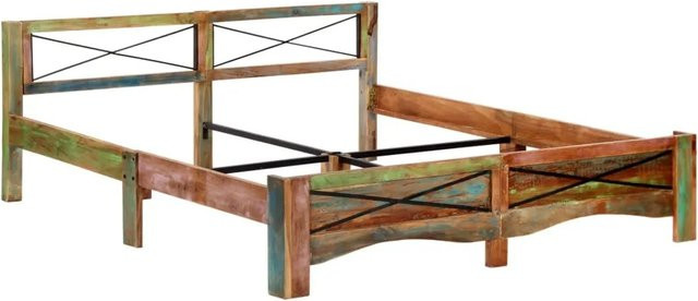 vidaXL Massivholzbett aus Altholz in Antik-Optik, B/T: 180 x 200 cm - Bild 1
