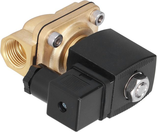 Sola 2-Wege Magnetventil aus Messing in Gold, elektrisch, normal geschlossen, G1, 2inDC 12V - Bild 1