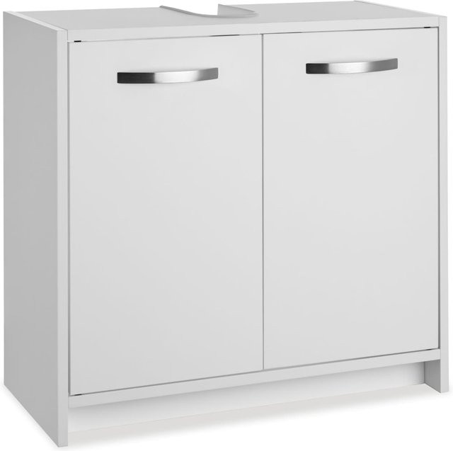 tectake Waschbeckenunterschrank Katalina Weiß mit 2 Flügeltüren für das Badezimmer B/T/H: 63 x 31 x 55 cm - Bild 1