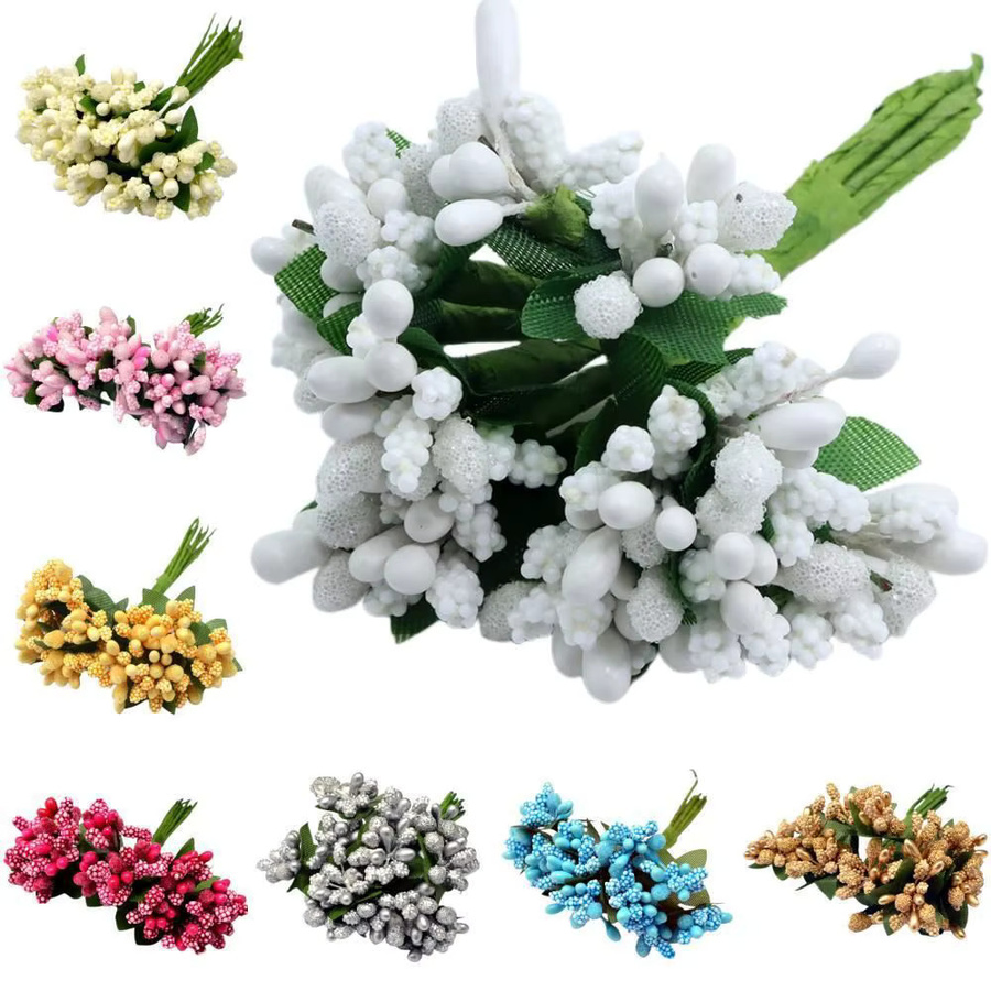 12-teiliges Set dekorative Blumenkränze von TTCY, künstliche Staubblatt-Pflanzen in Multicolour für Hochzeit, Weihnachten und Scrapbooking - Bild 2