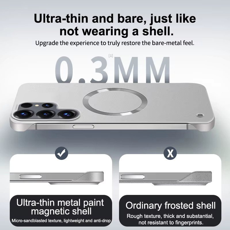Ultradünne magnetische Schutzhülle in Silber für Samsung Galaxy S26 Ultra, S25, S24, S23 Plus und S22 mit metallischem Design und Kühlfunktion aus hartem PC-Material - Bild 5