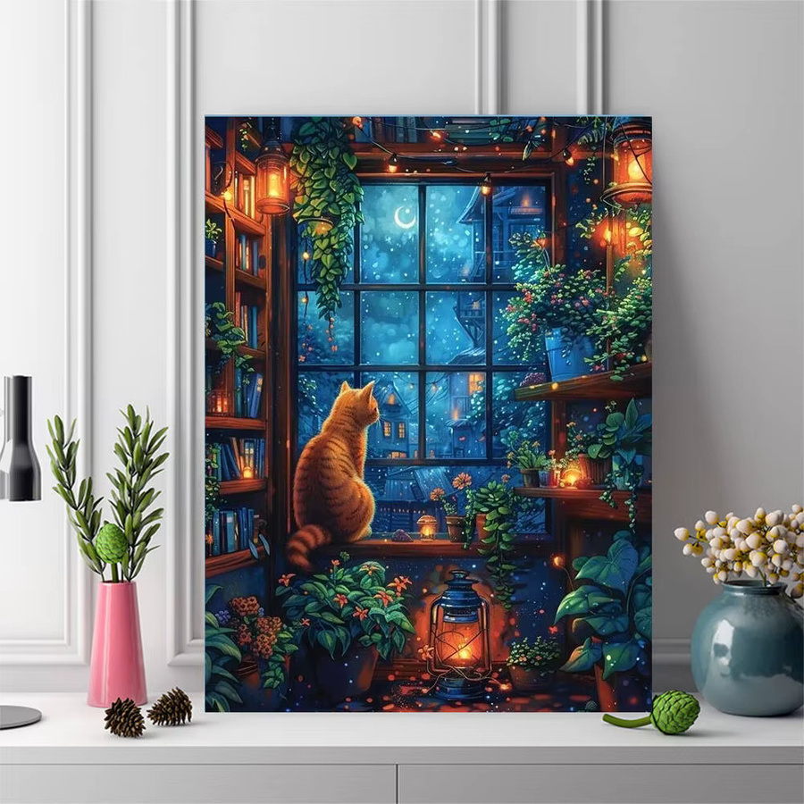 Evershine DIY Diamantmalerei Katze als Mosaik-Set mit Full Round Steinen zur Dekoration - Bild 3