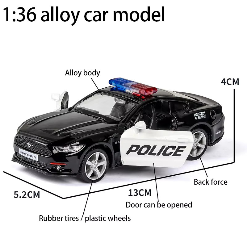 MAKEDA Automodell Sportwagen, 1:36, Metall, Polizei, Schwarz - Bild 2
