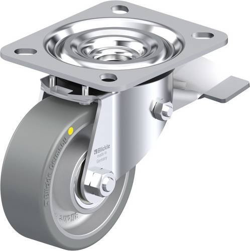 Blickle Lenkrolle L-ALTH 80K-ST-AS mit Feststeller, Rad-Durchmesser: 80 mm, Tragfähigkeit: 200 kg, Farbe: Silber - Bild 1