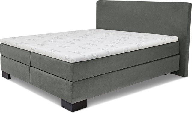 Boxspringbett SANSIBAR LIVING Langeoog in Anthrazit mit Bonell-Federkern und Stoffbezug, B/T: 180 x 200 cm - Bild 1