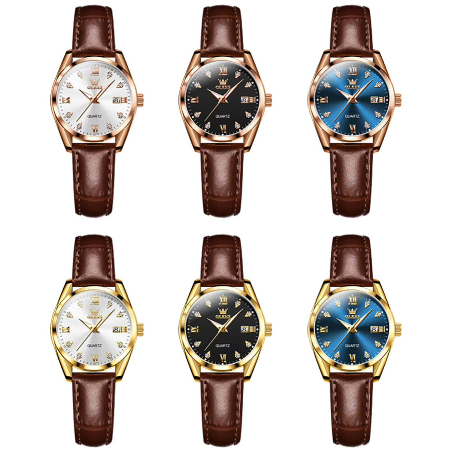 OLEVS Armbanduhr, Quarz, Lederarmband, Datum, Leuchtzeiger, Damen - Bild 5