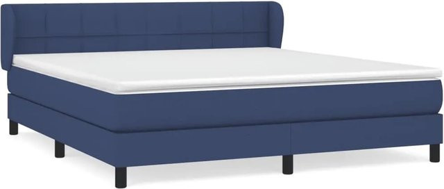 vidaXL Boxspringbett mit Matratze in Blau, Hybrid-Bett mit Taschenfederkern aus Stoff und Lärchenholz, B/T/H: 160 x 200 x 78 cm - Bild 1